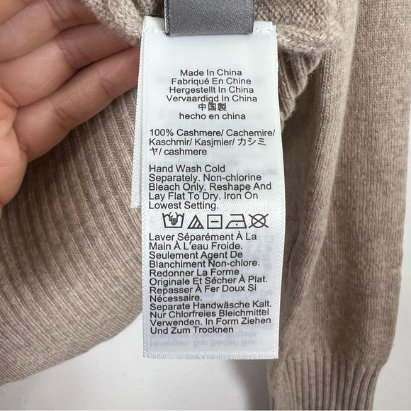 J. Crew Cashmere shrunken crewneck sweater Heather Stone Tan Size Medium NWT - Picture 8 of 10